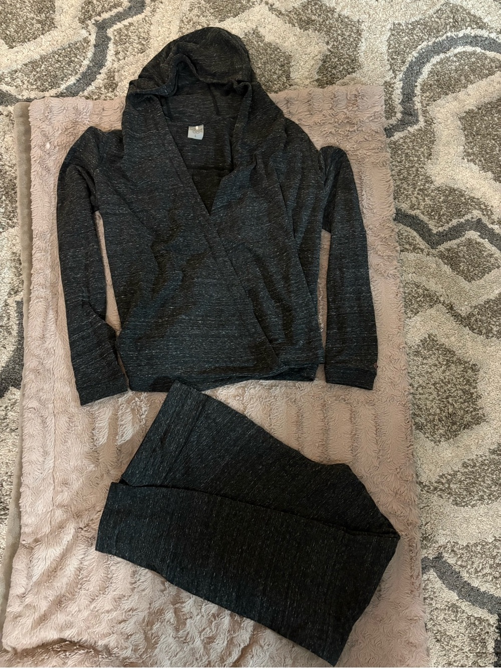 CALIA Dark Heather Gray Hooded Wrap Sweatshirt Jacket & Matching Joggers.